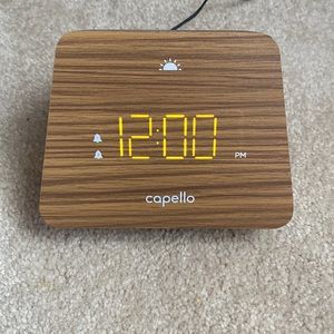 Capellini modern mantel Alarm clock ⏰. LED Display Wood Grain Finish.